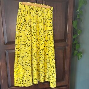80s 90s Maximalist Yellow Abstract Print Women's Skirt
